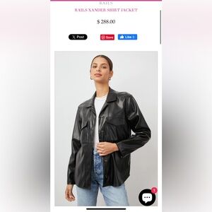 Rails Vegan Leather Xander Shirt Jacket Size Small